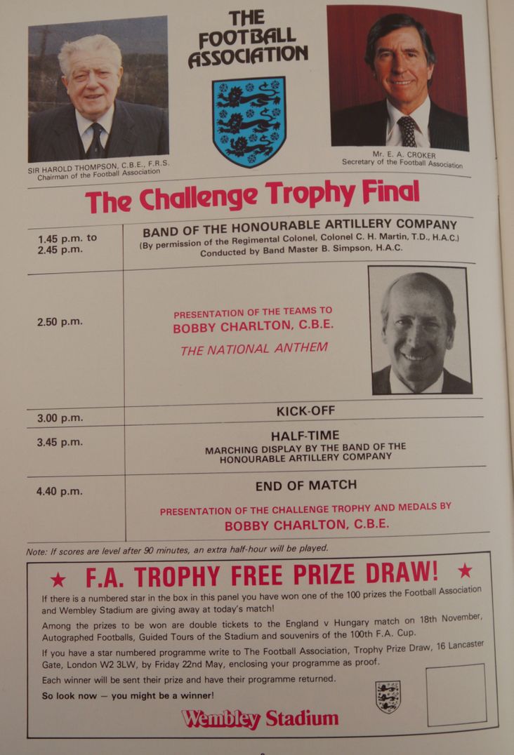 1981 Trophy Final- running order
