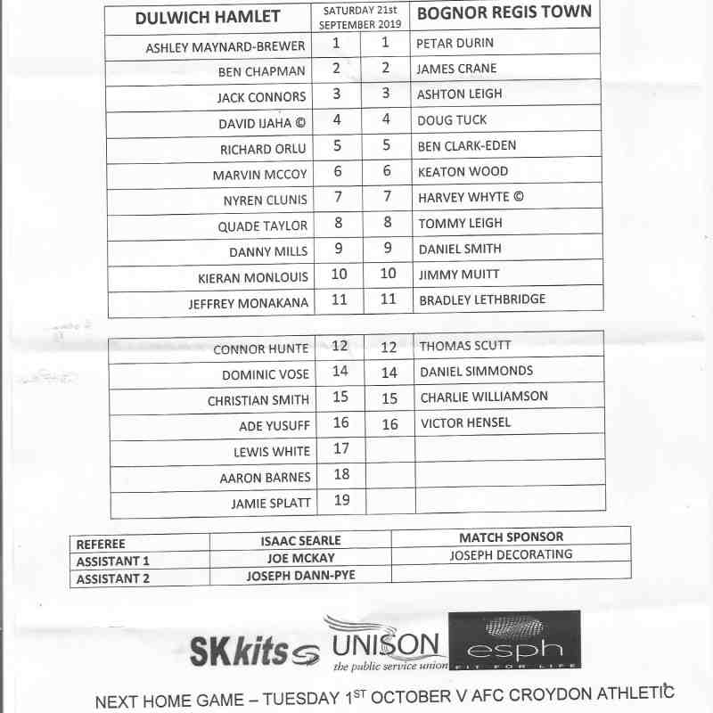 Dulwich Hamlet Vs Bognor Regis Town 